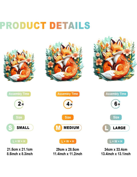 Rompecabezas de Madera DOCRAGI Zorro 100 Piezas 21.6x21.1 cm