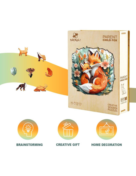 Rompecabezas de Madera DOCRAGI Zorro 100 Piezas 21.6x21.1 cm