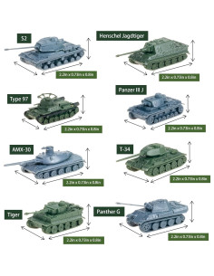 Set de 8 Modelos de Tanques 1:144 4D - T34, Tiger, Panther 2