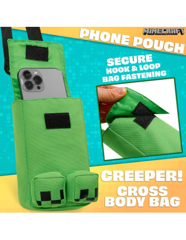 Bolsa Cruzada Minecraft para Teléfono Móvil con Correa Ajustable