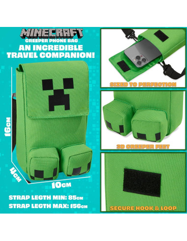 Bolsa Cruzada Minecraft para Teléfono Móvil con Correa Ajustable