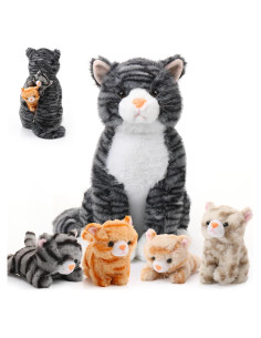 Juguete de Peluche Gato Grande HyDren 34.9 cm con 4 Gatitos