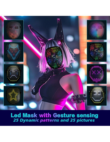 Máscara LED Iluminada Laiyashiman con Detección de Gestos