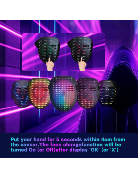 Máscara LED Iluminada Laiyashiman con Detección de Gestos