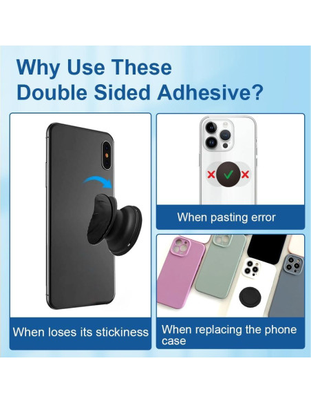 10 Almohadillas Adhesivas Doble Cara Pormkig 35mm para Soporte Teléfono
