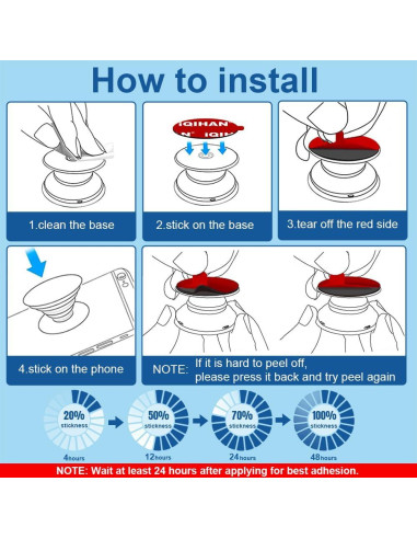 10 Almohadillas Adhesivas Doble Cara Pormkig 35mm para Soporte Teléfono