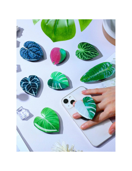 Soporte para Teléfono Celular Macarrie con Hojas Tropicales - 8 Pcs