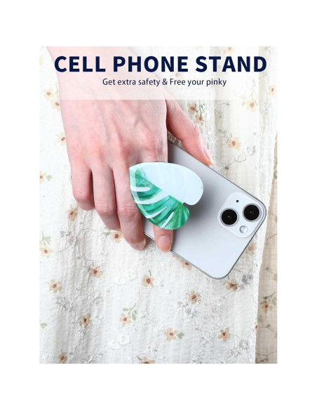 Soporte para Teléfono Celular Macarrie con Hojas Tropicales - 8 Pcs