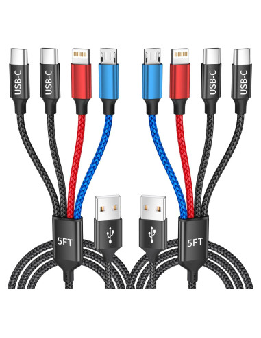 Cable de Carga 4 en 1 IDISON Multicolor 5FT para iPhone y Android