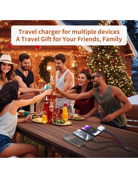 Cable de Carga 4 en 1 IDISON Multicolor 5FT para iPhone y Android