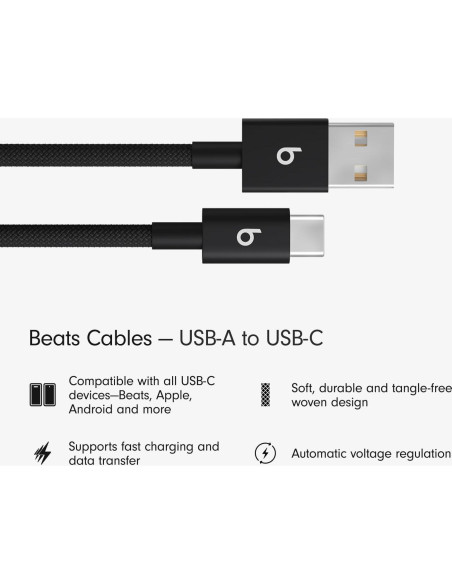 Cable USB-A a USB-C Beats 1.5 m Carga Rápida Duradero