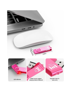 Unidad Flash USB 2.0 MOSDART 128GB Rosa Brillante con LED 2