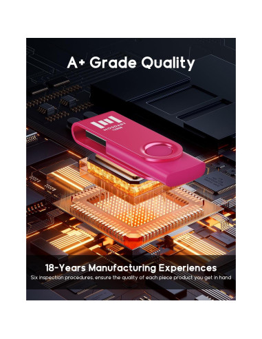 Unidad Flash USB 2.0 MOSDART 128GB Rosa Brillante con LED