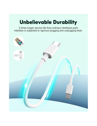 Cable USB C MUXA 6FT - Carga Rápida 60W para iPhone y Samsung