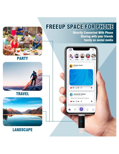 Unidad Flash USB Doble 256GB Maspen USB-C y USB 3.0 Azul