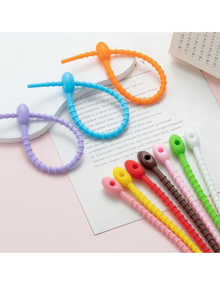 30 Ataduras de Silicona EsyHocm 21.6 cm Multiusos Coloridas