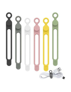 Bridas de Silicona Reutilizables ZYMJBB 6 Pcs para Cables