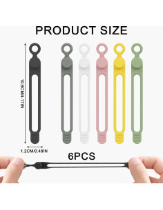 Bridas de Silicona Reutilizables ZYMJBB 6 Pcs para Cables 2