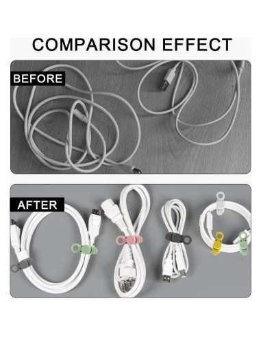 Bridas de Silicona Reutilizables ZYMJBB 6 Pcs para Cables