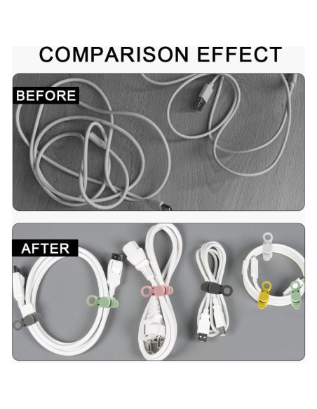 Bridas de Silicona Reutilizables ZYMJBB 6 Pcs para Cables