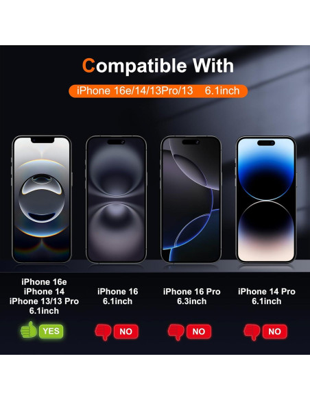 Protector de Pantalla Mate Ksleri para iPhone 16e/14/13 Pro 6.1"