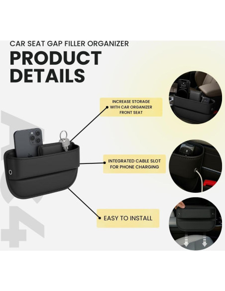 Organizador de Relleno de Espacio para Asiento AC4 Negro