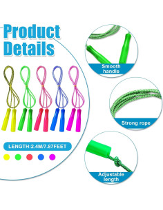 Cuerdas de Salto Arcoíris Honoson 30 Pcs 2.4m Nylon Ajustables 2