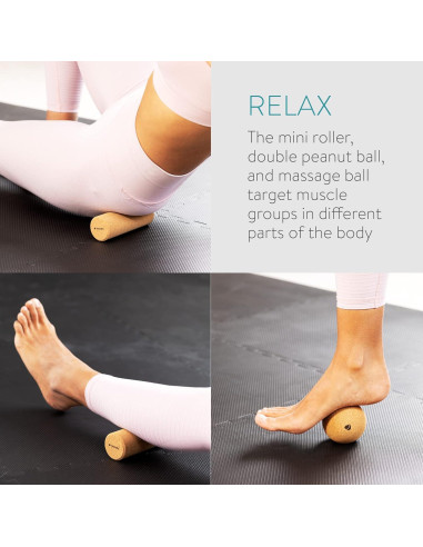 Juego de Rodillos de Masaje de Corcho Navaris - 3 Piezas