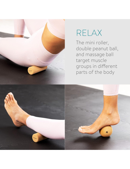 Juego de Rodillos de Masaje de Corcho Navaris - 3 Piezas