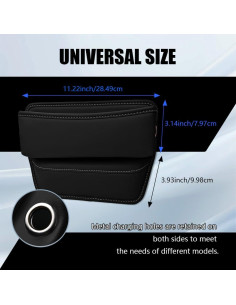 Organizador de Espacio entre Asientos de Coche PACLVIO Cuero Negro 2