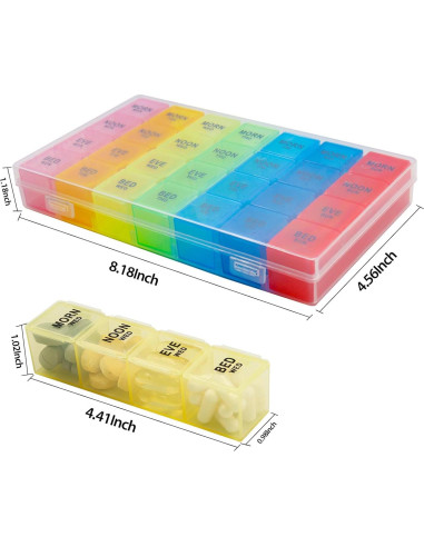 Organizador Semanal de Pastillas ACQUWISTACH 28 Compartimentos