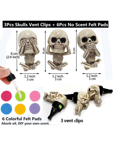 Ambientadores de Coche Calavera Sufuny con 6 Almohadillas