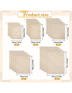 Paquete de 20 Bolsas de Malla de Algodón Reutilizables 45x35cm 2