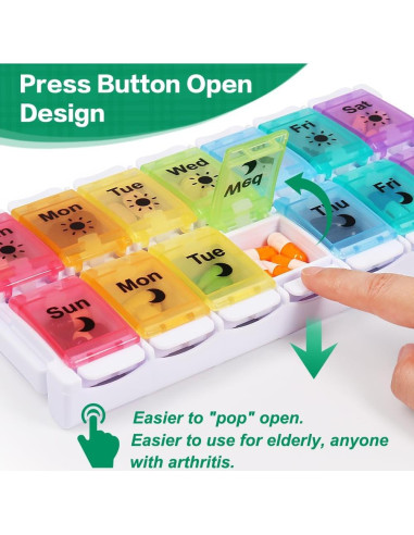 Organizador de Pastillas Shintop AM PM 7 Días Arcoíris