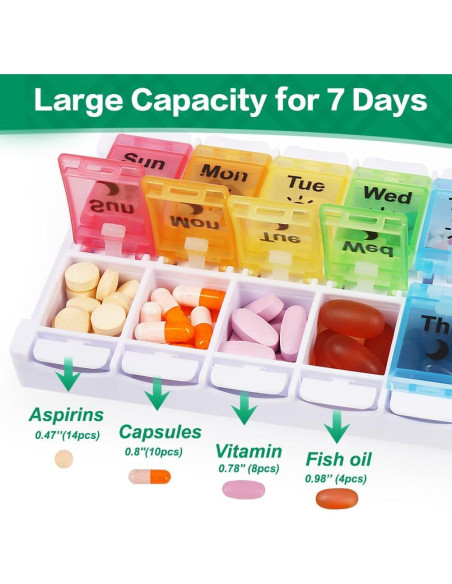 Organizador de Pastillas Shintop AM PM 7 Días Arcoíris