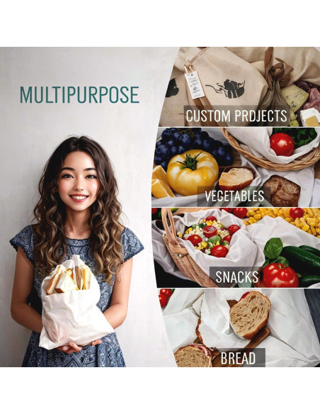 Bolsas Reutilizables de Algodón Orgánico 12 Pcs 5x6 cm