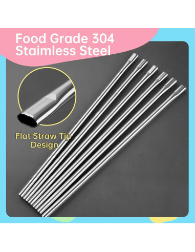 Popotes Reutilizables NiHome 30.48cm Acero Inoxidable 6 Piezas