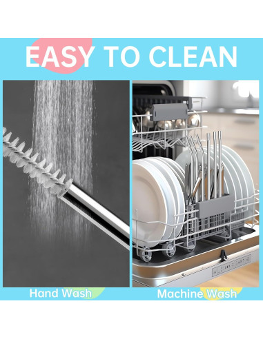 Popotes Reutilizables NiHome 30.48cm Acero Inoxidable 6 Piezas