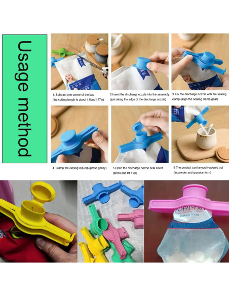 Paquete de 4 Clips de Sellado NentMent con Boquilla para Verter