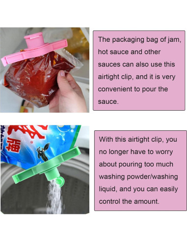 Paquete de 4 Clips de Sellado NentMent con Boquilla para Verter