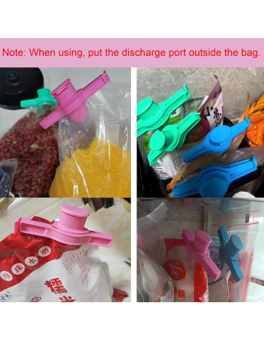 Paquete de 4 Clips de Sellado NentMent con Boquilla para Verter