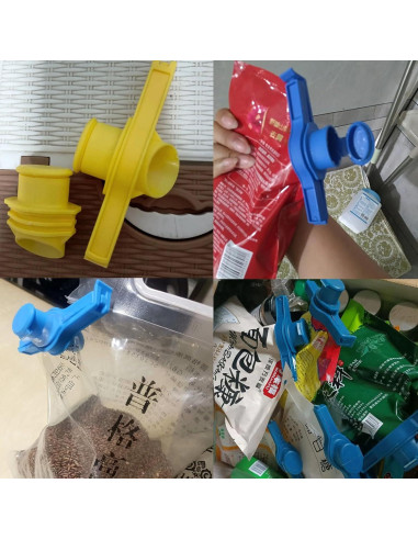 Paquete de 4 Clips de Sellado NentMent con Boquilla para Verter