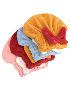 Toallas Turbante para Cabello ccHuDE 4 Pcs Microfibra Absorbentes