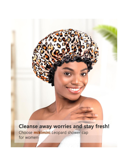 Gorro de Ducha Grande Mikimini Leopardo XL Impermeable Reutilizable