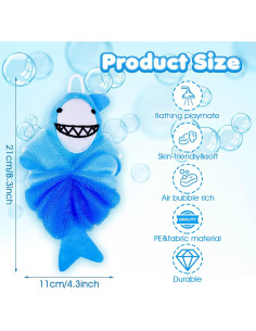 Esponja de Baño Loofah para Niños Abeillo - Tiburón Azul 10.9x21.1cm 2