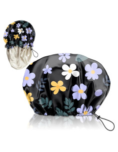 Gorro de Ducha Impermeable Zewurtuw Doble Capa Ajustable Satén