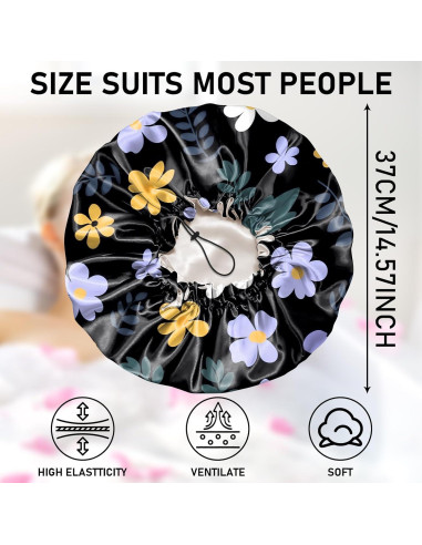 Gorro de Ducha Impermeable Zewurtuw Doble Capa Ajustable Satén