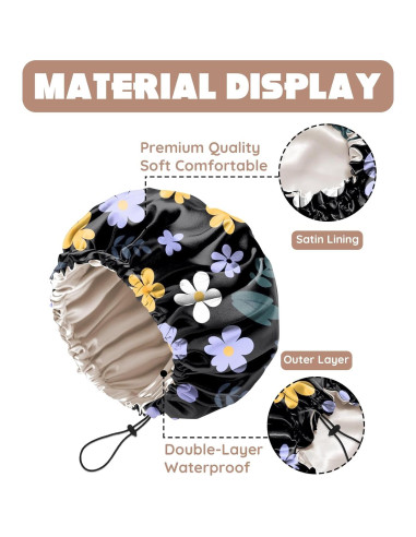 Gorro de Ducha Impermeable Zewurtuw Doble Capa Ajustable Satén