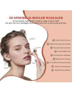 Rodillo de Masaje Facial 3D SZMDLX Oro Rosa - Antienvejecimiento 2