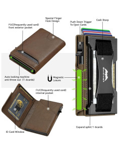 Billetera Inteligente RFID Cuero Marrón J7 para Hombres 2